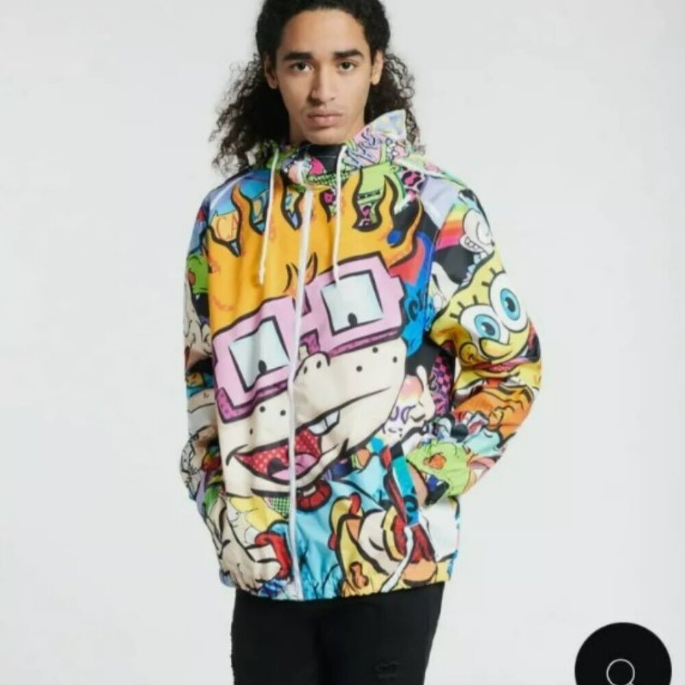 Members Only x Nickelodeon Rugrats Windbreaker Multicolor Unisex Jacket Size XL